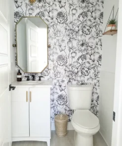 Alternative view of Black and White Floral Wallpaper